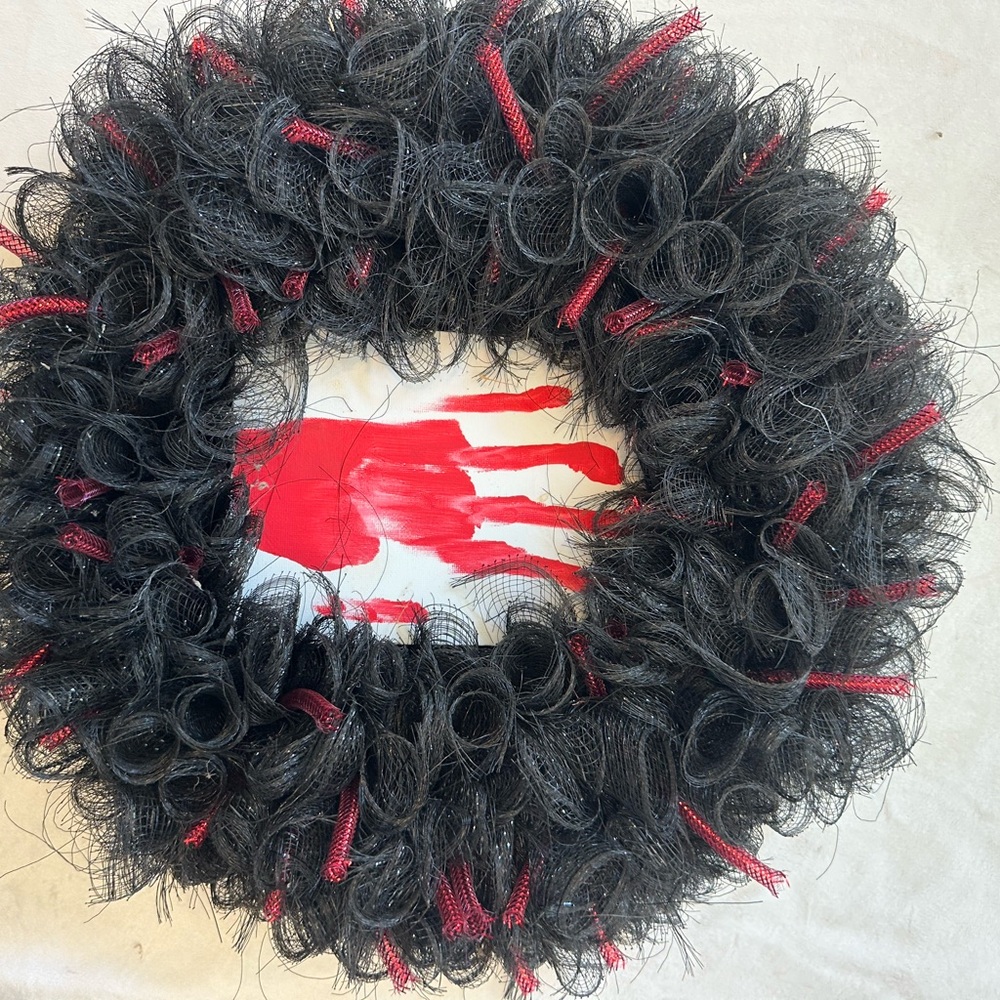 Halloween bloody hand wreath